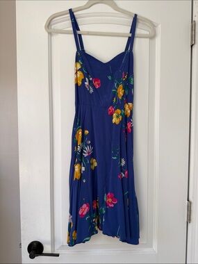 Old Navy Blue Floral Midi Dress with Spaghetti Straps